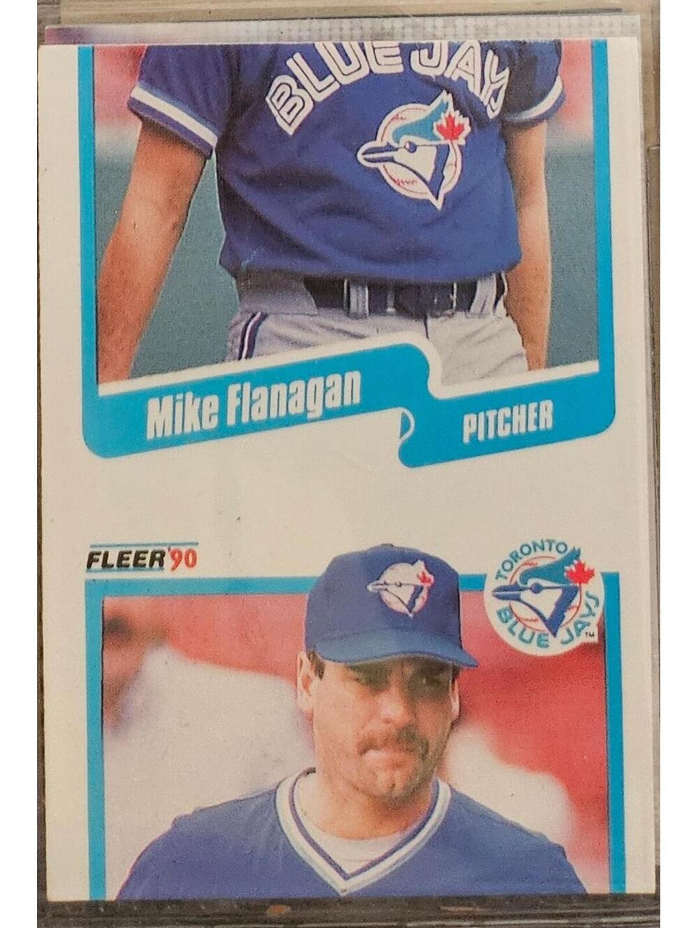 RARE MISCUT CARD - 1990 Fleer #81 Mike Flanagan Toronto Blue Jays